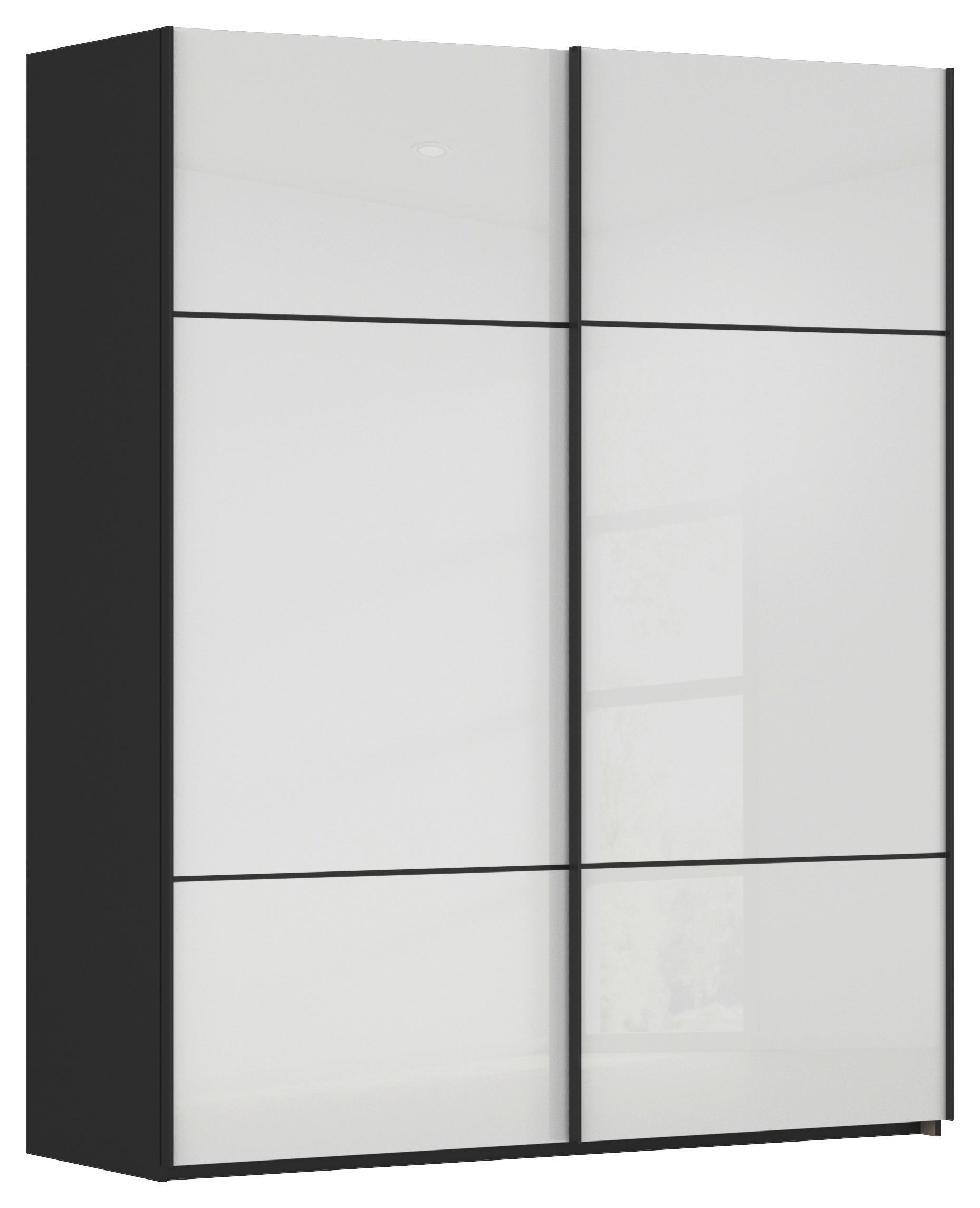 SCHWEBETÜRENSCHRANK in Schwarz, Weiss  - Weiss/Schwarz, Konventionell, Glas/Holzwerkstoff (162/223/68cm) - Novel