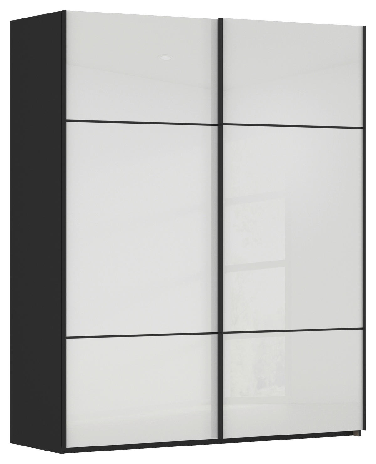 SCHWEBETÜRENSCHRANK in Schwarz, Weiss  - Weiss/Schwarz, Konventionell, Glas/Holzwerkstoff (162/223/68cm) - Novel