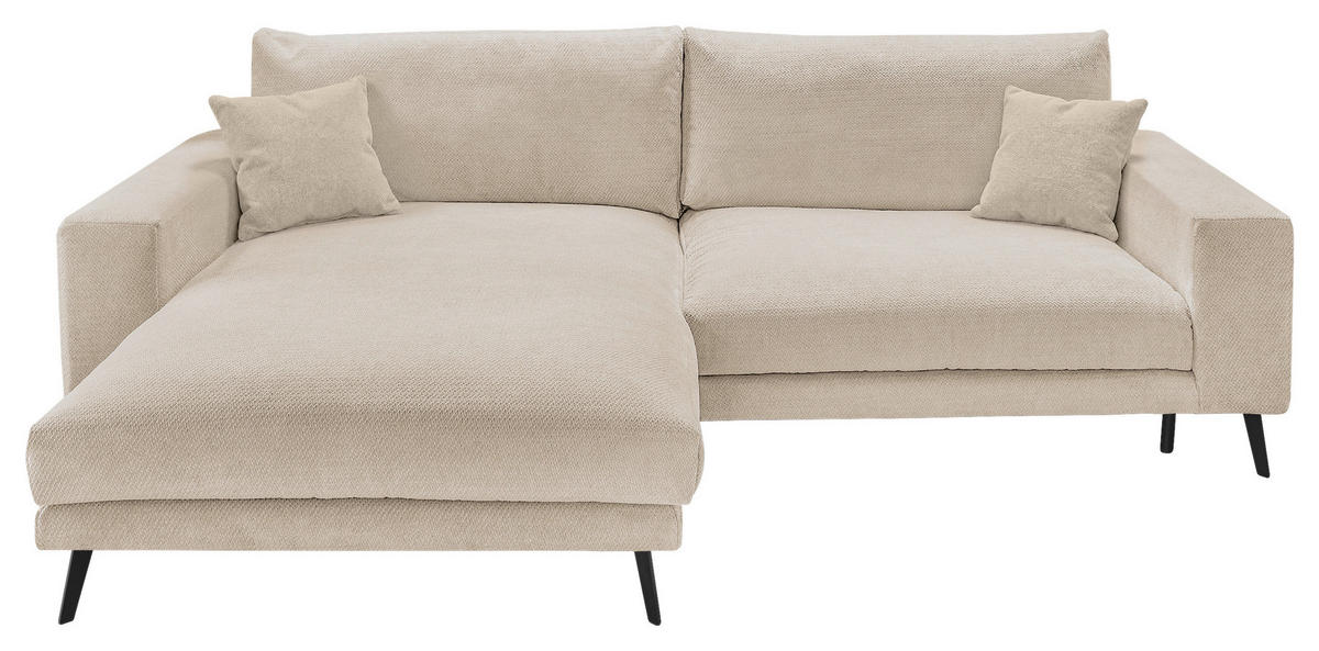 ECKSOFA Creme Webstoff  - Creme/Schwarz, KONVENTIONELL, Textil/Metall (196/269cm) - SetOne by Musterring