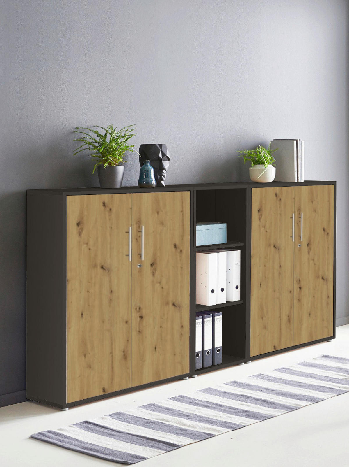 AKTENSCHRANK Anthrazit, Eiche Artisan  - Anthrazit/Eiche Artisan, MODERN, Holzwerkstoff (212,9/113,6/33cm) - MID.YOU