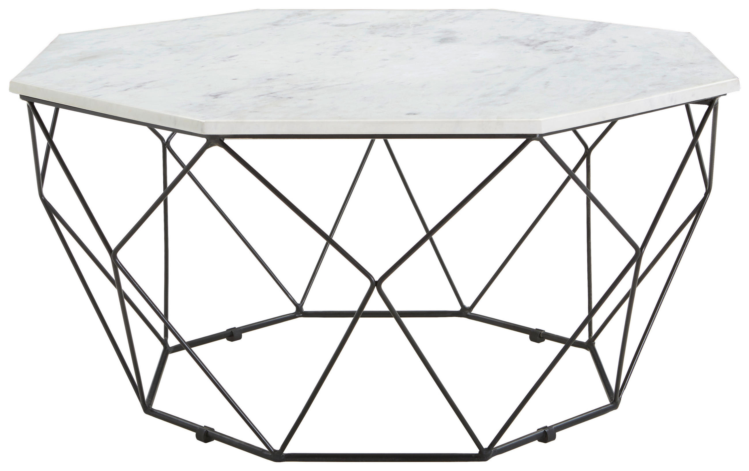 COUCHTISCH 84/84/43 cm achteckig Schwarz, Weiß  - Schwarz/Weiß, Design, Stein/Metall (84/84/43cm) - Novel