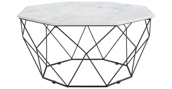 COUCHTISCH 84/84/43 cm achteckig Schwarz, Weiß - Schwarz/Weiß, Design, Stein/Metall (84/84/43cm) - Novel