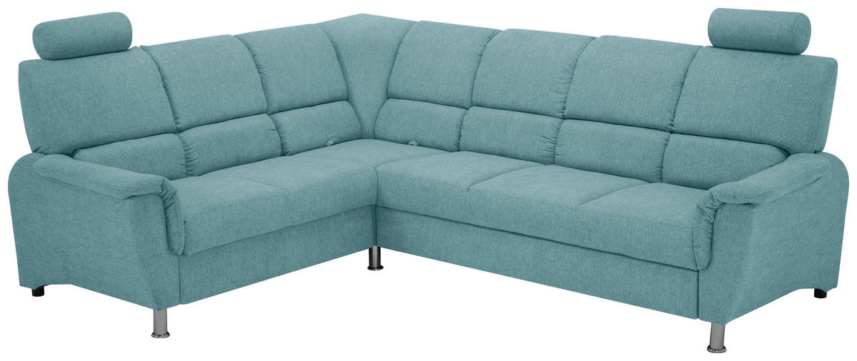 ECKSOFA in Webstoff Blau  - Blau/Silberfarben, Design, Holz/Kunststoff (219/270cm) - Livetastic