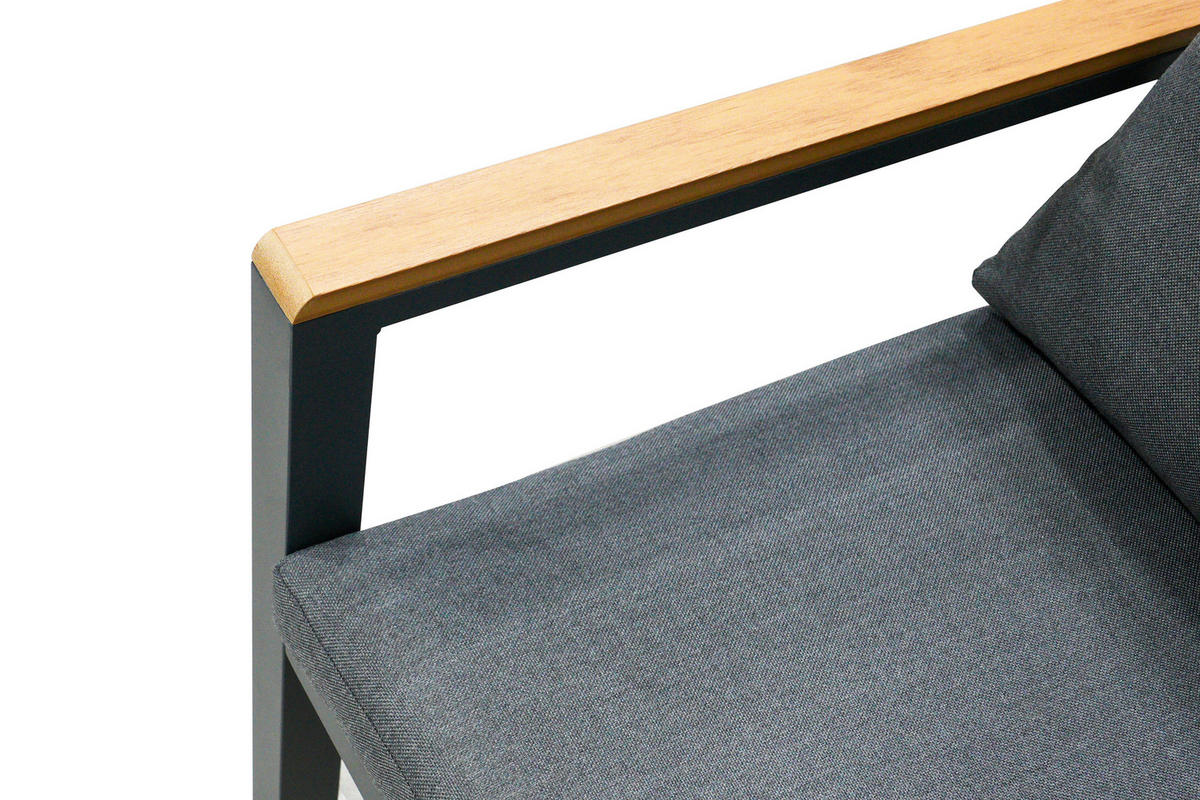 GARTENTISCHGRUPPE  - Hellbraun/Anthrazit, MODERN, Kunststoff/Textil - Gardenson