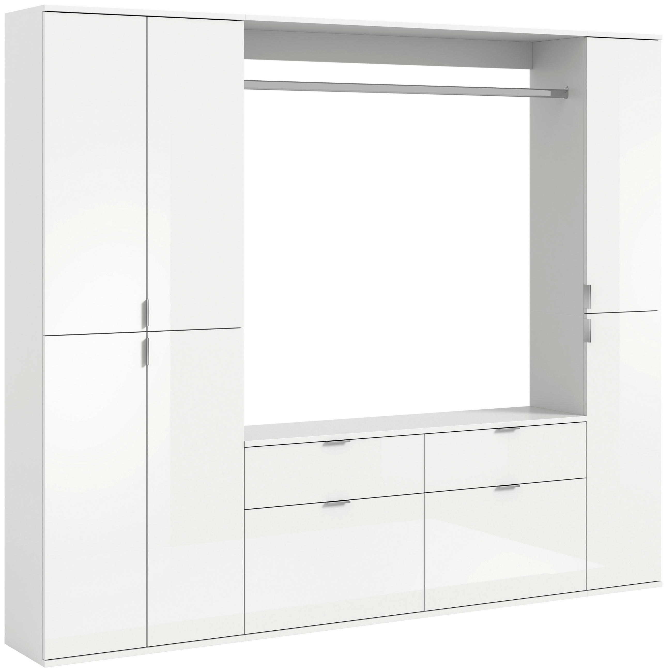 GARDEROBE 3-teilig  in 212/193/34 cm  - Weiß Hochglanz, MODERN, Holzwerkstoff (212/193/34cm) - MID.YOU