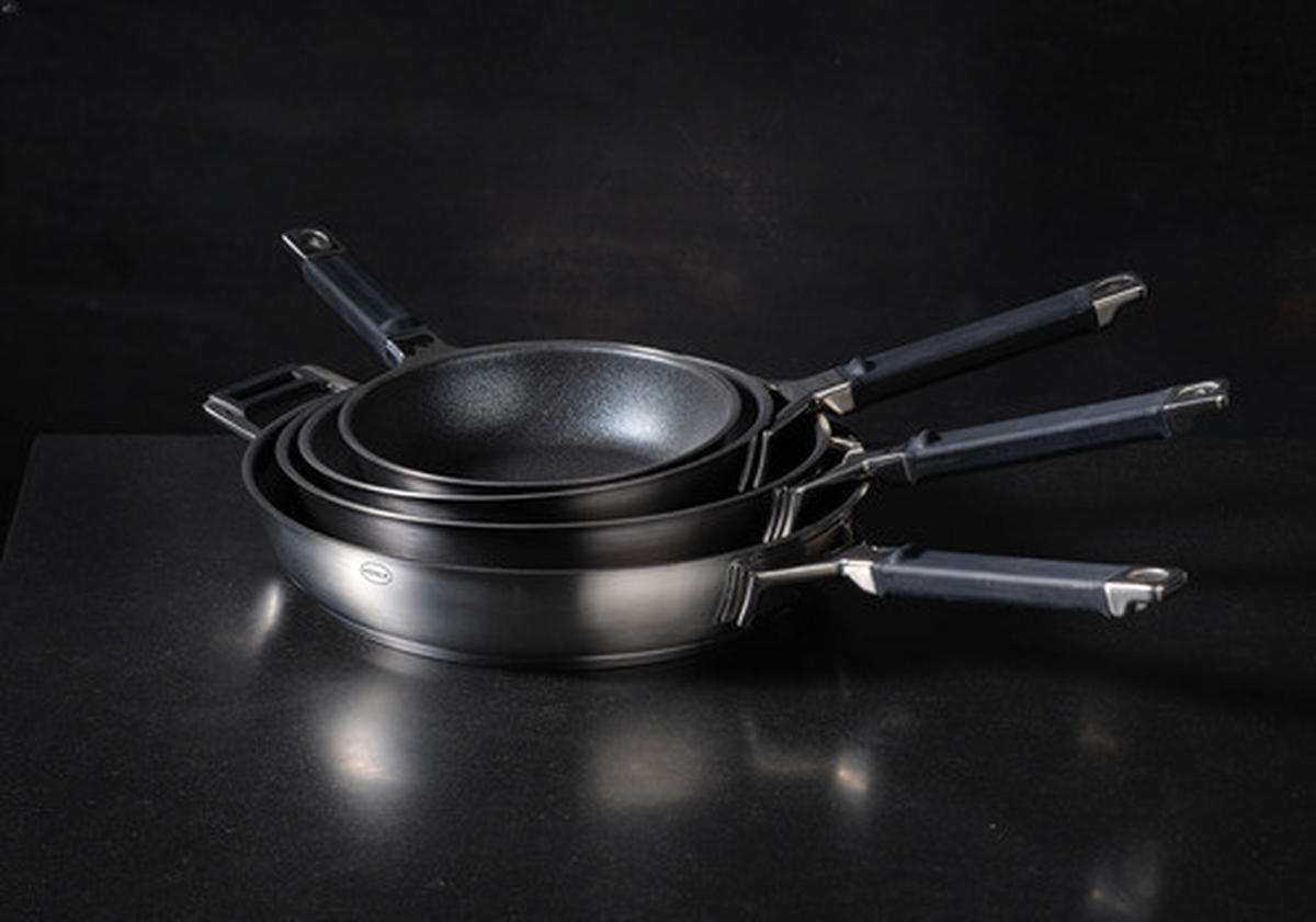 BRATPFANNE Silence Pro 20 cm  - Edelstahlfarben/Schwarz, Basics, Metall (20cm) - Rösle