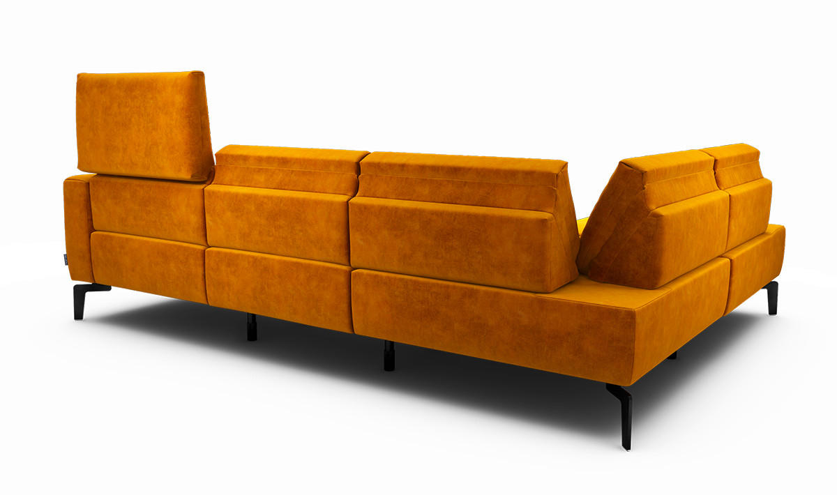 ECKSOFA Cosy Gelb Samt  - Gelb/Schwarz, Design, Textil/Metall (193/256cm) - SENSOO