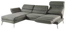 ECKSOFA Graphitfarben Mikrofaser  - Chromfarben/Graphitfarben, Design, Textil/Metall (176-217/273-327cm) - Dieter Knoll