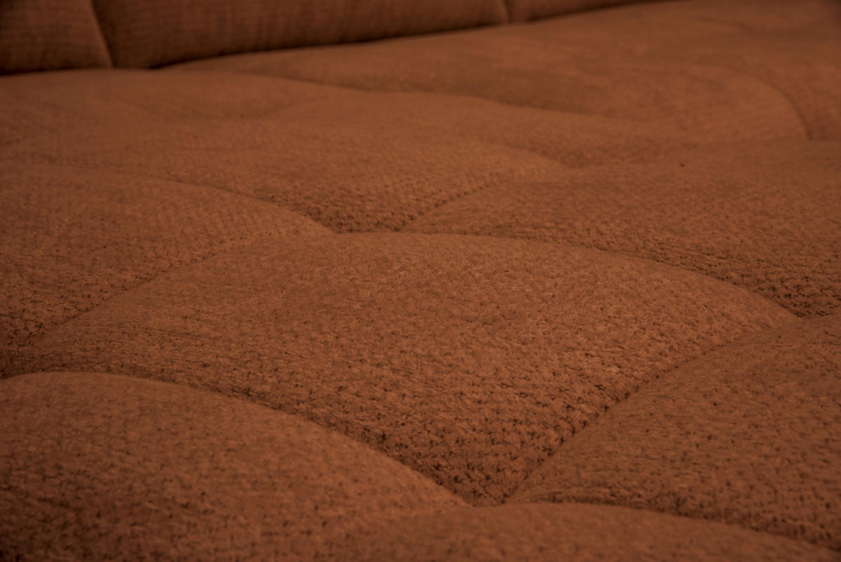 ECKSOFA Dunkelorange Chenille Armlehnenkissen, Rücken echt, Sitztiefenverstellung  - Dunkelorange/Schwarz, KONVENTIONELL, Textil/Metall (215/313cm) - Hom`in