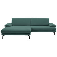 ECKSOFA Chenille, Flachgewebe Opal  - Opal/Schwarz, Design, Textil/Metall (180/284cm) - Dieter Knoll