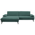 ECKSOFA  in Chenille, Flachgewebe Opal  180/284 cm  - Opal/Schwarz, Design, Textil/Metall (180/284cm) - Dieter Knoll