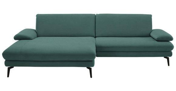ECKSOFA  in Chenille, Flachgewebe Opal  180/284 cm  - Opal/Schwarz, Design, Textil/Metall (180/284cm) - Dieter Knoll