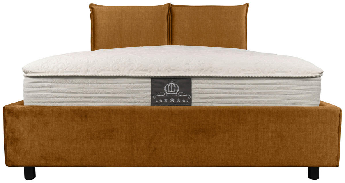 KÁRPITOZOTT ÁGY 160/200 cm  aranybarna  - aranybarna/fekete, Basics, műanyag/textil (160/200cm) - Carryhome