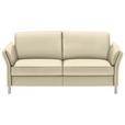 3-SITZER-SOFA Latina in Echtleder Ecru   - Ecru/Alufarben, Design, Leder/Metall (190/82/99cm) - Dieter Knoll