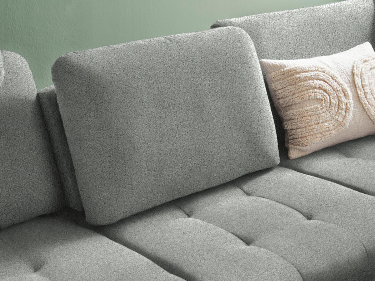 ECKSOFA in Struktur Hellgrau  - Hellgrau/Schwarz, Natur, Textil/Metall (288/233cm) - Valnatura