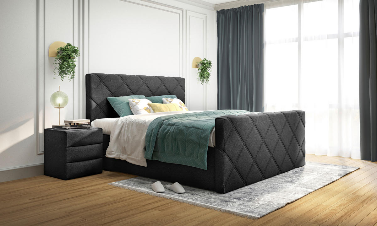 BOXSPRINGBETT 180/200 cm  in Schwarz  - Schwarz, Konventionell, Textil (180/200cm) - Esposa
