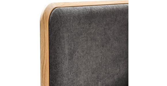 BETT 180/200 cm,  in Dunkelgrau, Wildeiche,  - Wildeiche/Dunkelgrau, Natur, Holz/Textil (180/200cm) - Linea Natura