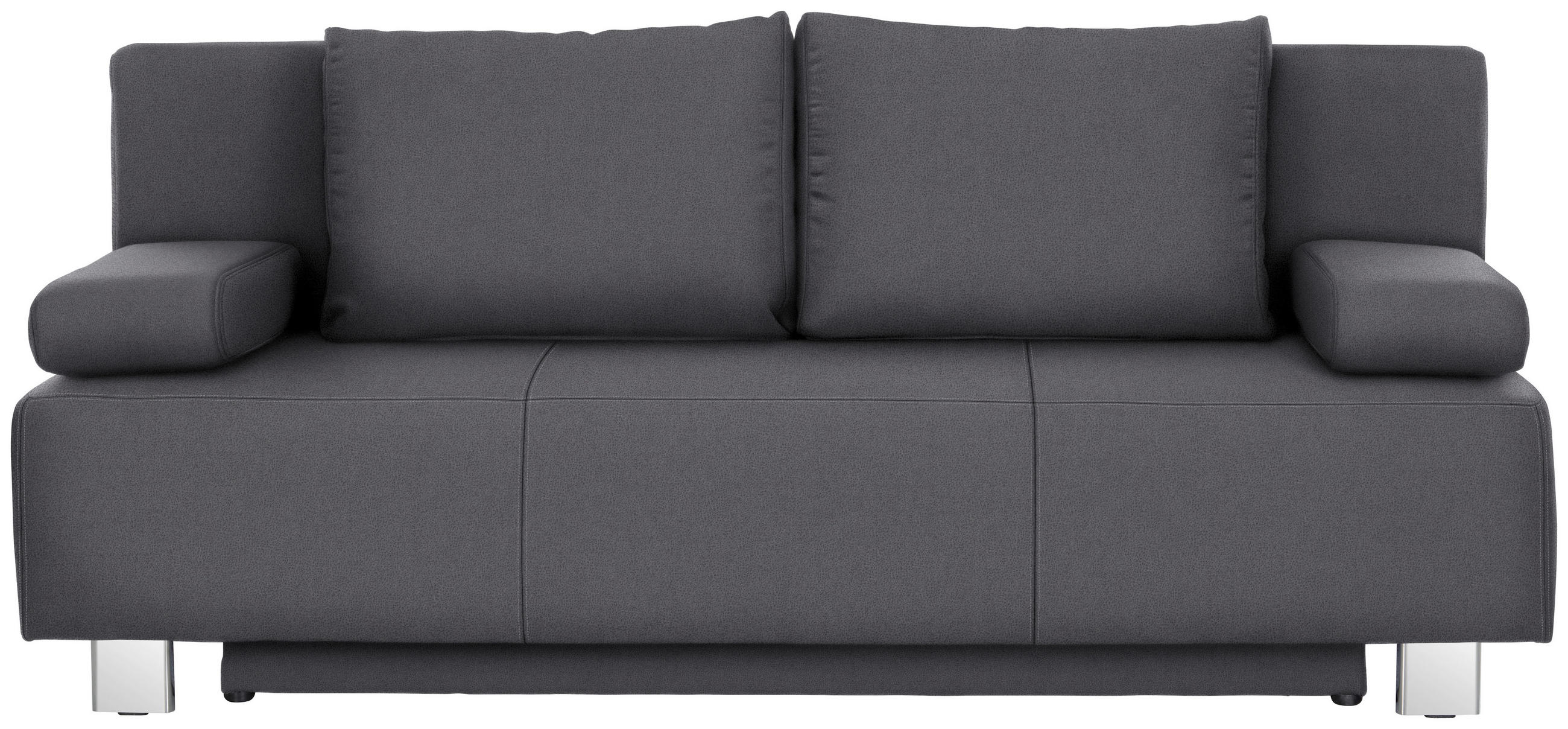 SCHLAFSOFA in Flachgewebe Dunkelgrau  - Chromfarben/Dunkelgrau, Design, Textil/Metall (197/88/89cm) - Xora