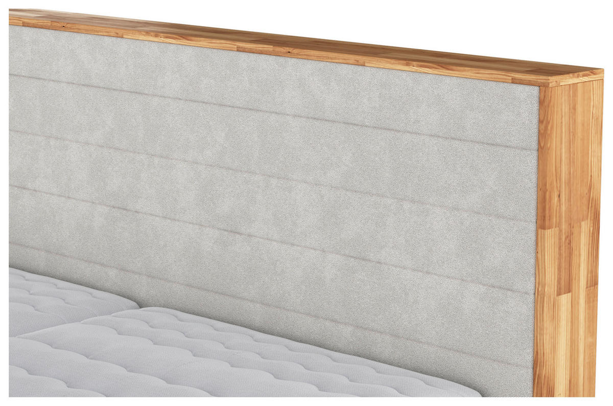 KÁRPITOZOTT ÁGY 180/200 cm  világosszürke  - világosszürke/fekete, Basics, faalapú anyag/textil (180/200cm) - Carryhome