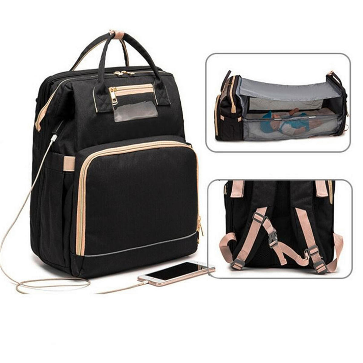 WICKELRUCKSACK Stella Bag Premium  - Schwarz, Basics, Textil (30/40/21cm)