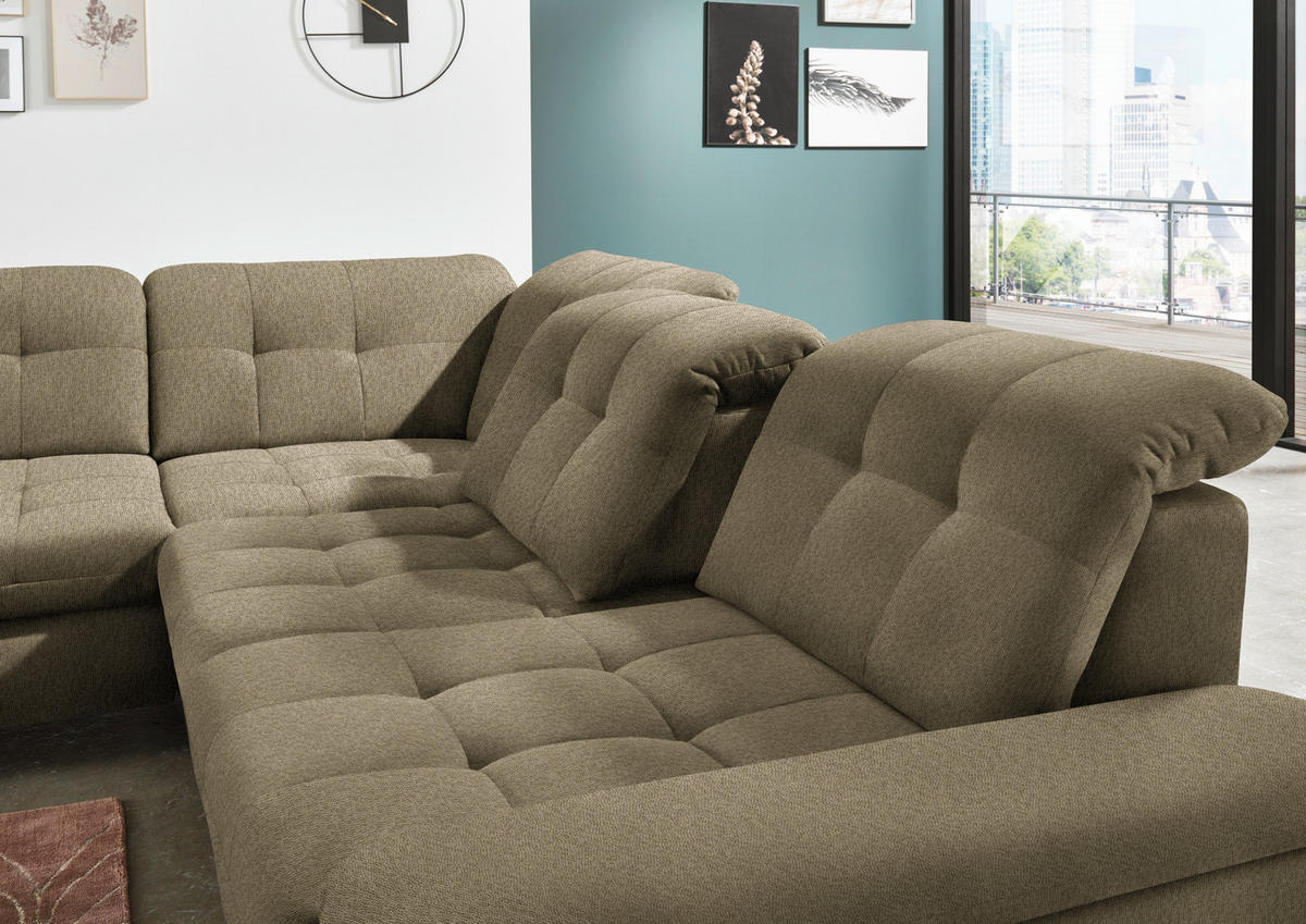 ECKSOFA in Chenille Olivgrün  - Chromfarben/Olivgrün, Design, Textil/Metall (260/310cm) - Beldomo Speed