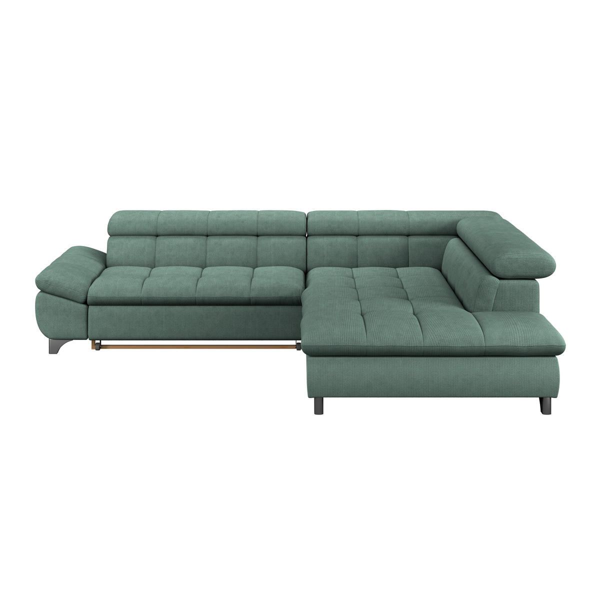 ECKSOFA Dunkelgrün Chenille  - Chromfarben/Dunkelgrün, KONVENTIONELL, Textil/Metall (312/234cm) - Livetastic
