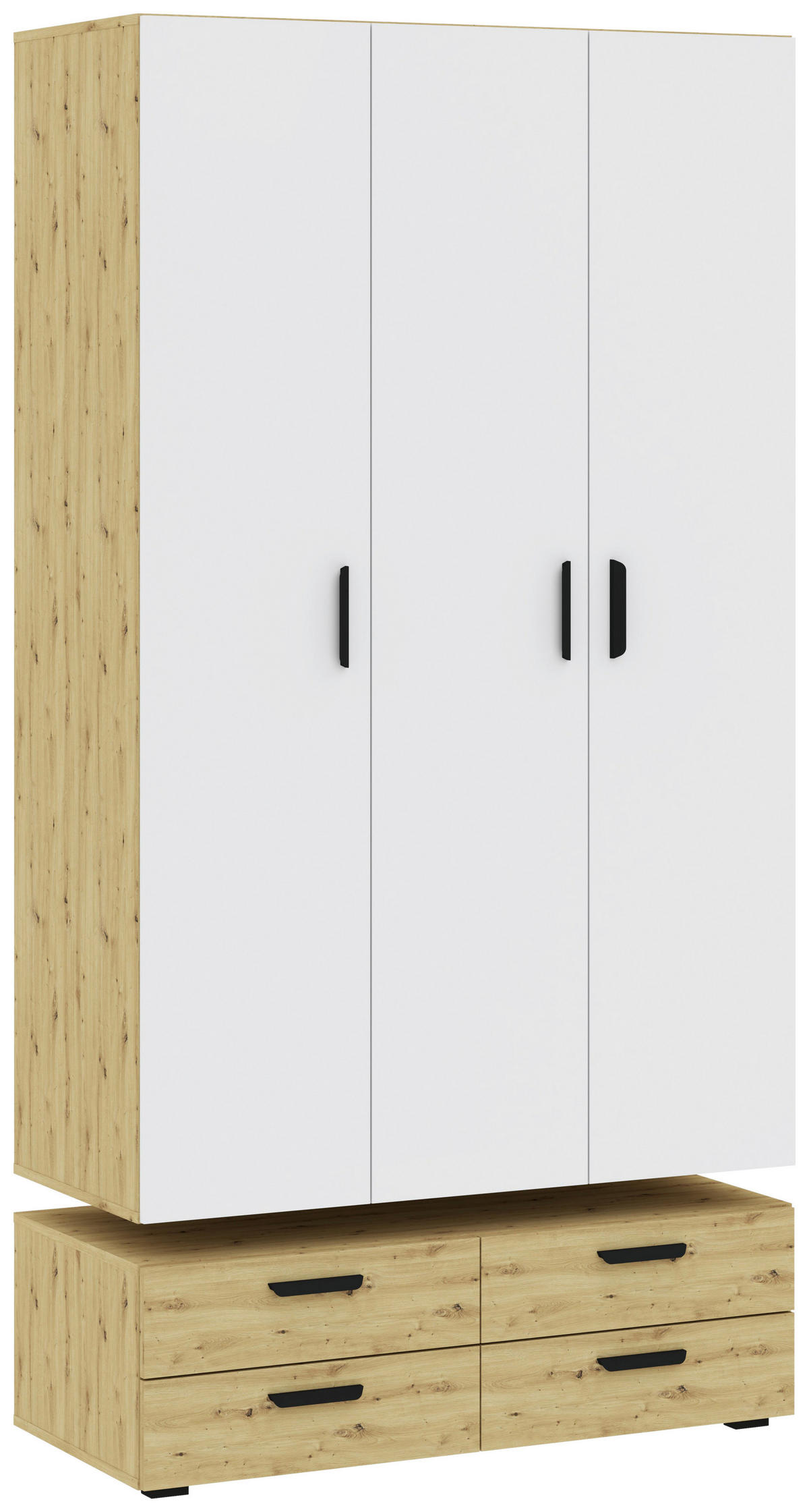 DREHTÜRENSCHRANK  in Weiß, Eiche Artisan  - Schwarz/Weiß, MODERN, Holzwerkstoff/Kunststoff (111/179/52cm) - Carryhome