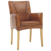 ARMLEHNSTUHL in Braun, Eichefarben - Eichefarben/Braun, Design, Leder/Holz (60/91,5/64cm) - Linea Natura