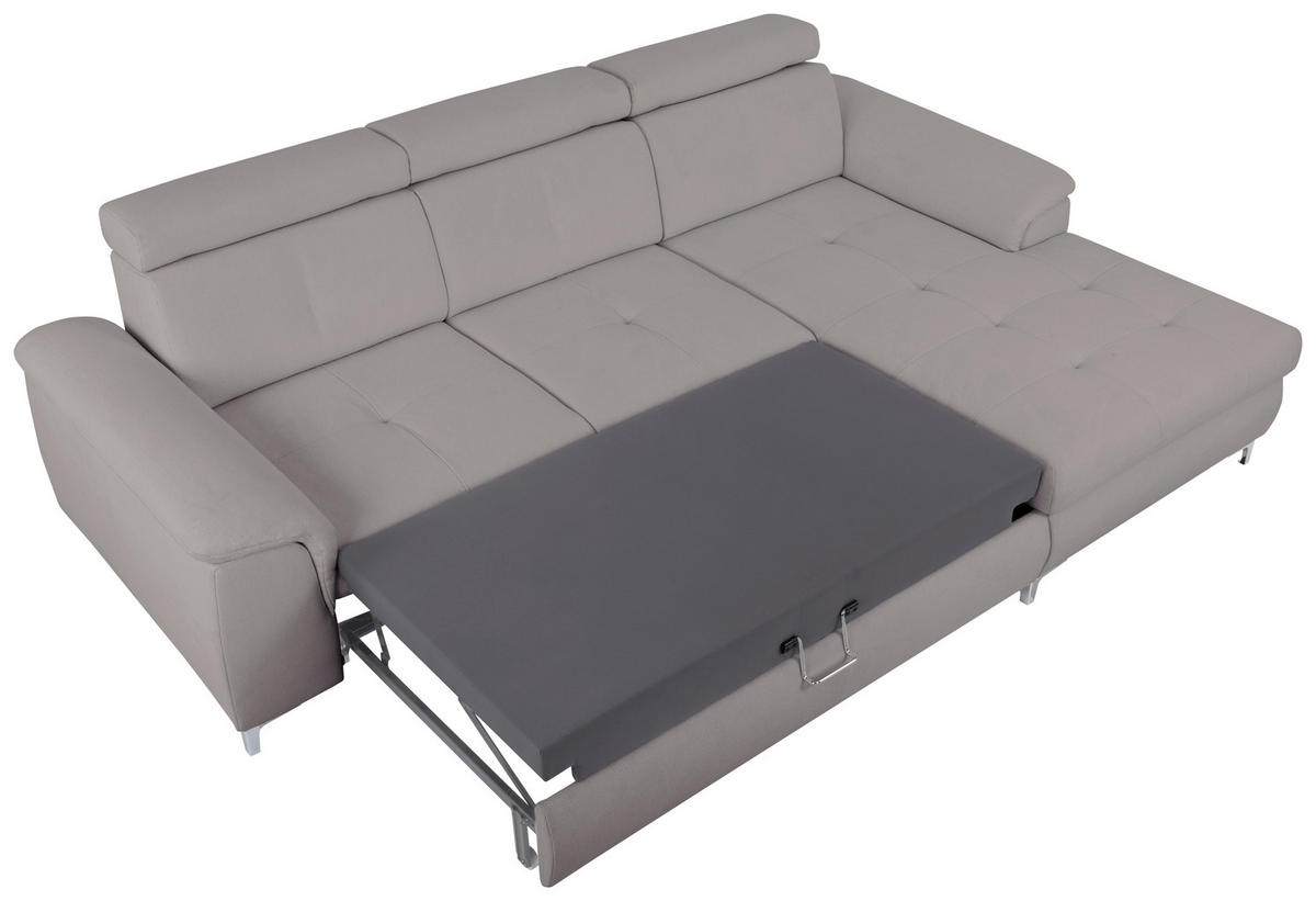 ECKSOFA in Flachgewebe Grau  - Chromfarben/Grau, Konventionell, Textil/Metall (268/175cm) - Carryhome