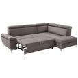 ECKSOFA Taupe Mikrofaser  - Taupe/Chromfarben, KONVENTIONELL, Textil/Metall (271/206cm) - Carryhome