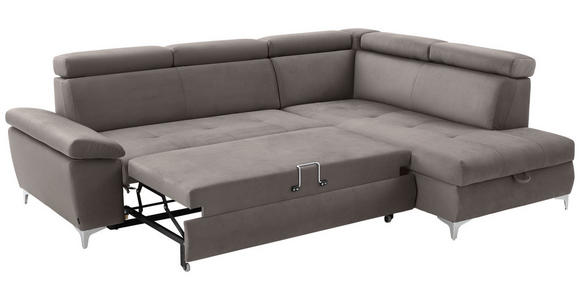 ECKSOFA in Mikrofaser Taupe  - Taupe/Chromfarben, KONVENTIONELL, Textil/Metall (271/206cm) - Carryhome