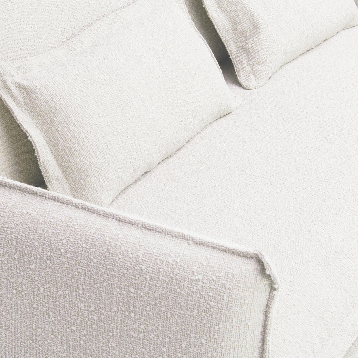 HUSSEN-SOFA in Flachgewebe, Bouclé Weiss  - Weiss, Trend, Textil/Metall (195/82/98cm) - Livetastic
