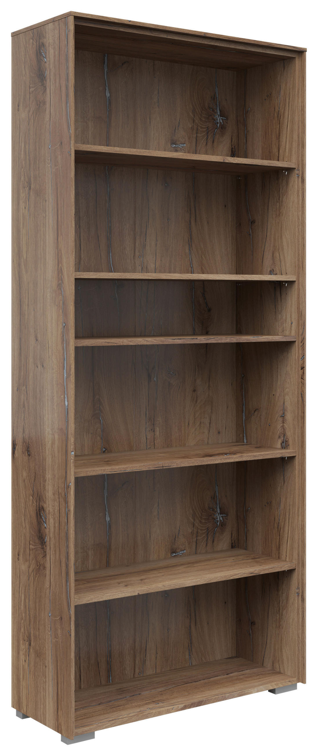 AKTENREGAL Eiche dunkel  - Eiche dunkel/Silberfarben, KONVENTIONELL, Holzwerkstoff/Kunststoff (81/199/37cm) - Voleo
