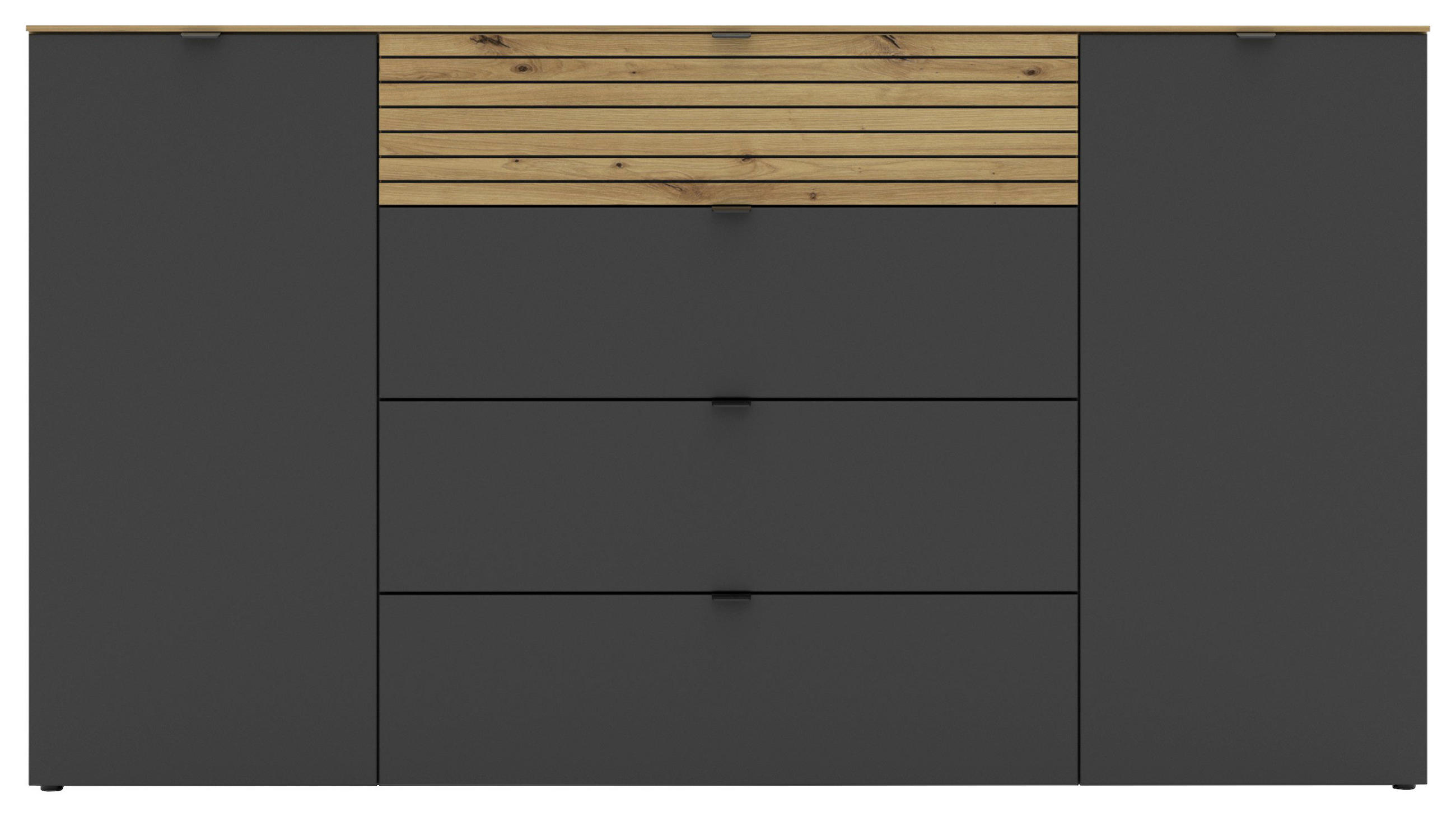 Thumbnail - Voleo Sideboard, Graphit, Eiche Artisan, Metall, 4 Fächer, 4 Schubladen, 181x99x41 cm, Beimöbel erhältlich, stehend, in ...