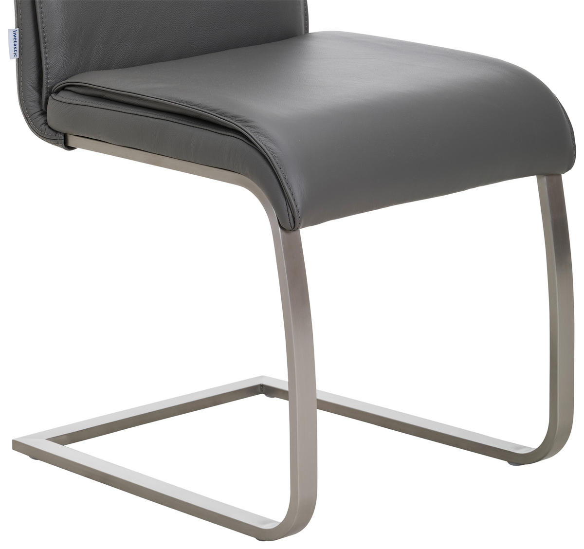 SCHWINGSTUHL  in Edelstahl Echtleder pigmentiert  - Edelstahlfarben/Dunkelgrau, Design, Leder/Metall (46/99/62cm) - Livetastic