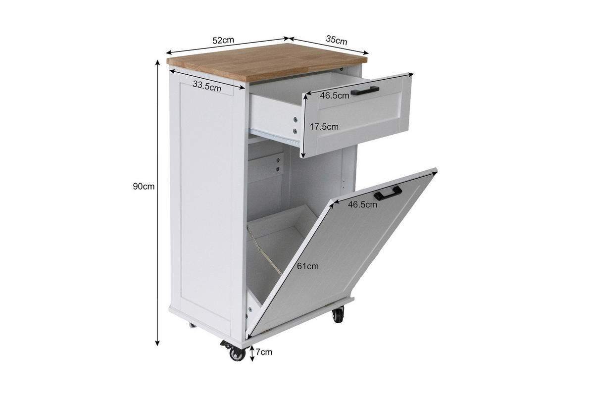 SERVIERWAGEN , Weiss  - Weiss/Schwarz, Basics, Holz/Holzwerkstoff (52/89/35cm) - MID.YOU