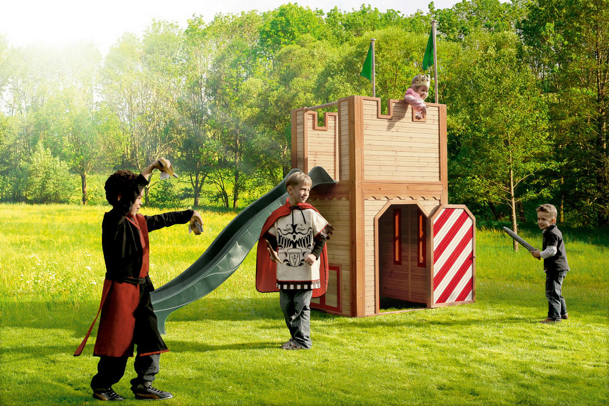 SPIELTURM 319/110/195 cm SPIELTURM AXI ARTHUR  - Braun/Grün, Basics, Holz (319/110/195cm) - Ambia Garden