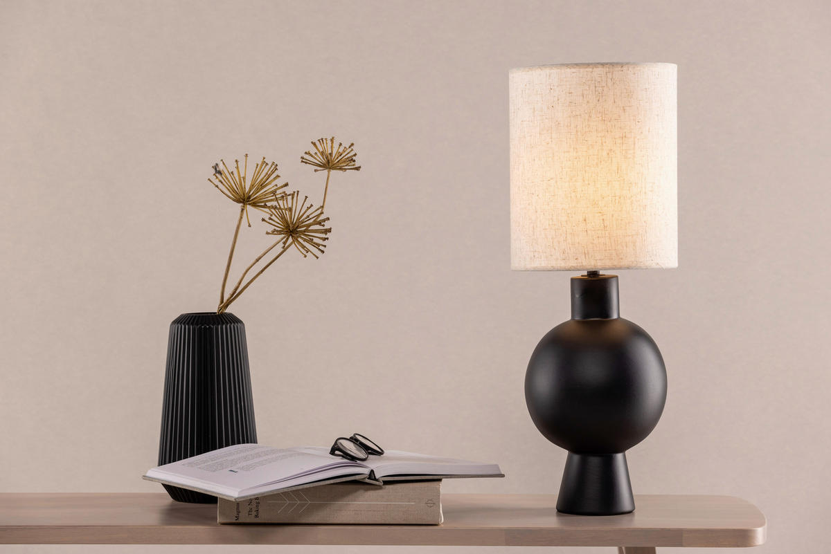 BORDSLAMPA 21/55/21 cm   - beige/svart, Basics, textil/sten (21/55/21cm) - P & B