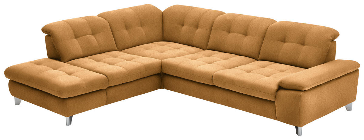 ECKSOFA in Chenille Currygelb  - Chromfarben/Currygelb, Design, Textil/Metall (260/310cm) - Beldomo Speed