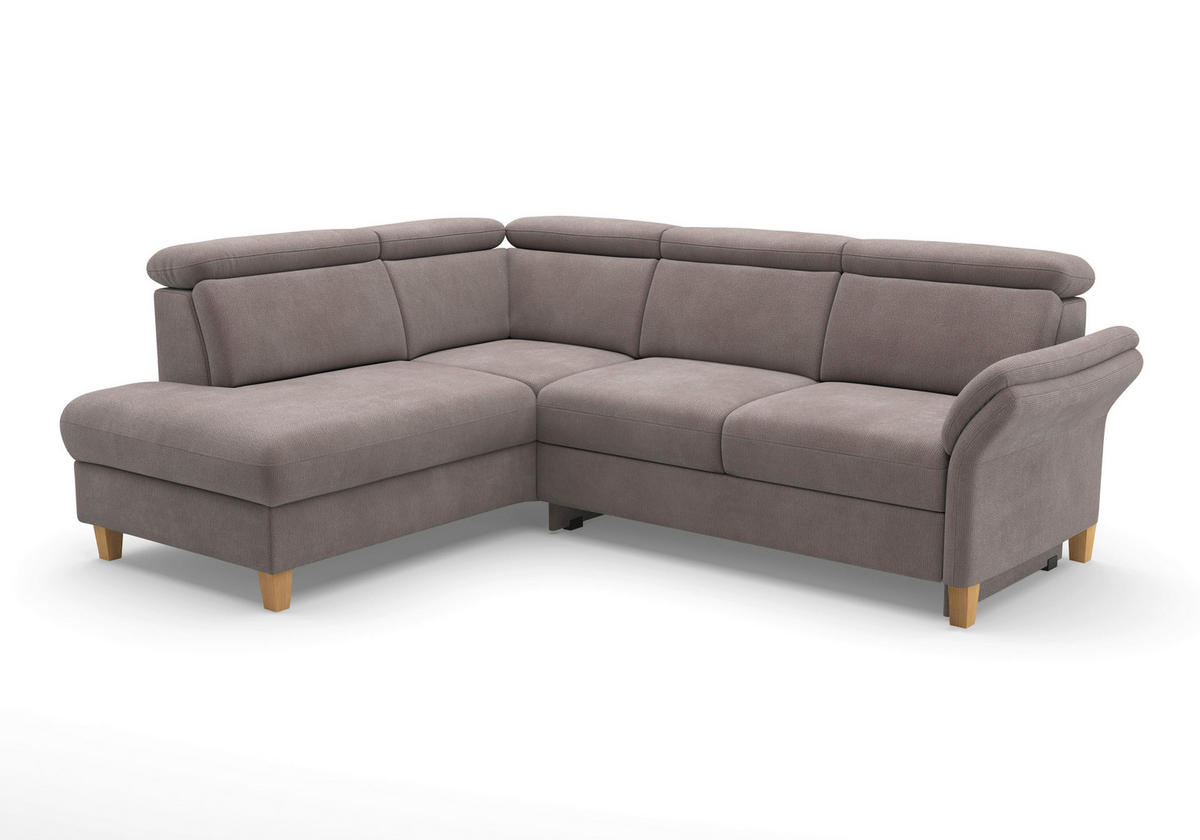 ECKSOFA GLENDALE E Taupe Flachgewebe  - Taupe/Eichefarben, KONVENTIONELL, Holz/Textil (193/247cm) - Sit & More