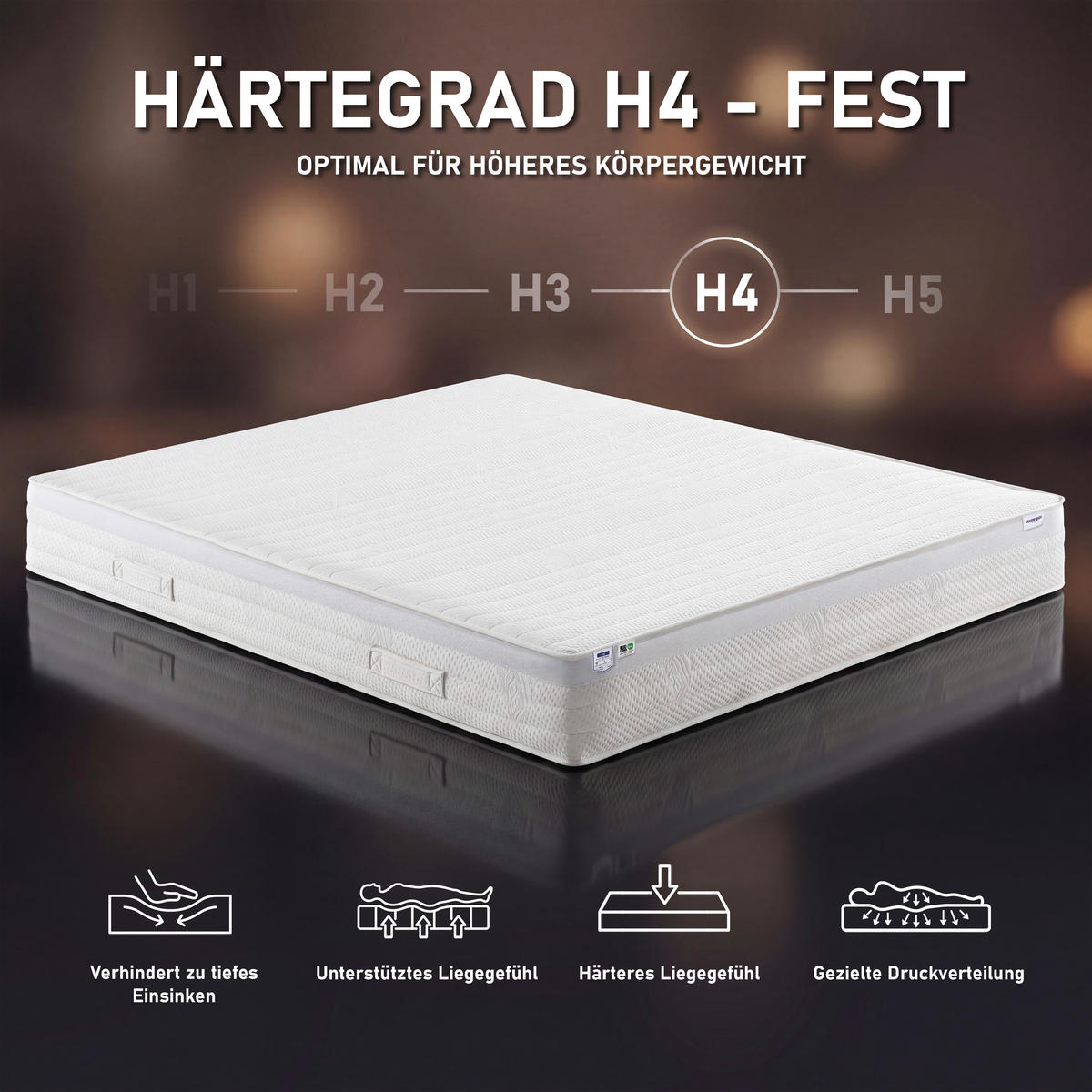 POCKETRESÅRMADRASS 180/200 cm Höjd ca. 23 cm  H4 = mycket fast  - vit, Klassisk, textil (180/200cm) - Best Price