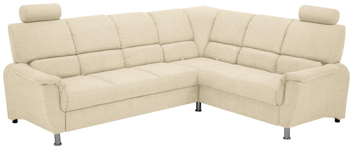 ECKSOFA in Webstoff Beige  - Beige/Silberfarben, Design, Holz/Kunststoff (270/219cm) - Livetastic