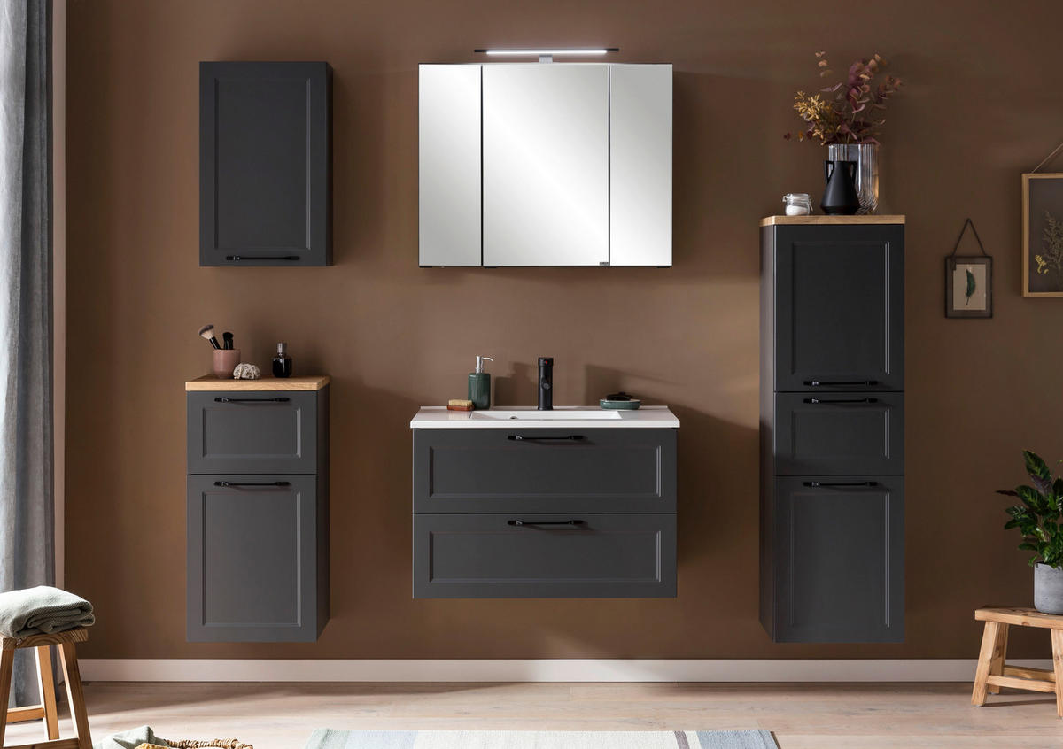 UNTERSCHRANK 40/84/35 cm   - Eiche Wotan/Schwarz, KONVENTIONELL, Holzwerkstoff/Kunststoff (40/84/35cm) - Xora