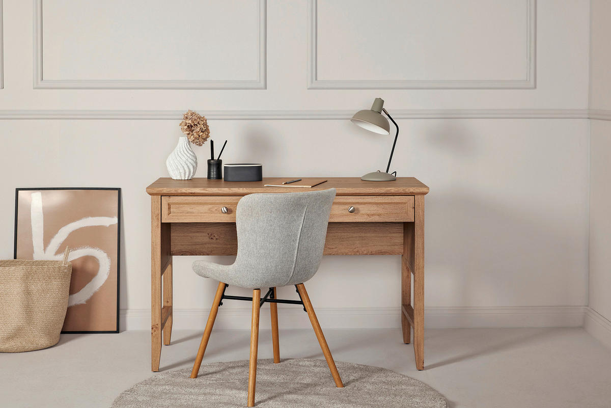 SCHREIBTISCH 120/50/79 cm Eichefarben Stauraum, in verschiedenen Holz-Dekoren erhältlich  - Eichefarben/Silberfarben, MODERN, Holzwerkstoff/Metall (120/50/79cm) - Livetastic