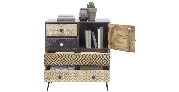 KOMMODE in 80/90/35 cm - Goldfarben/Multicolor, LIFESTYLE, Holz/Metall (80/90/35cm) - Landscape
