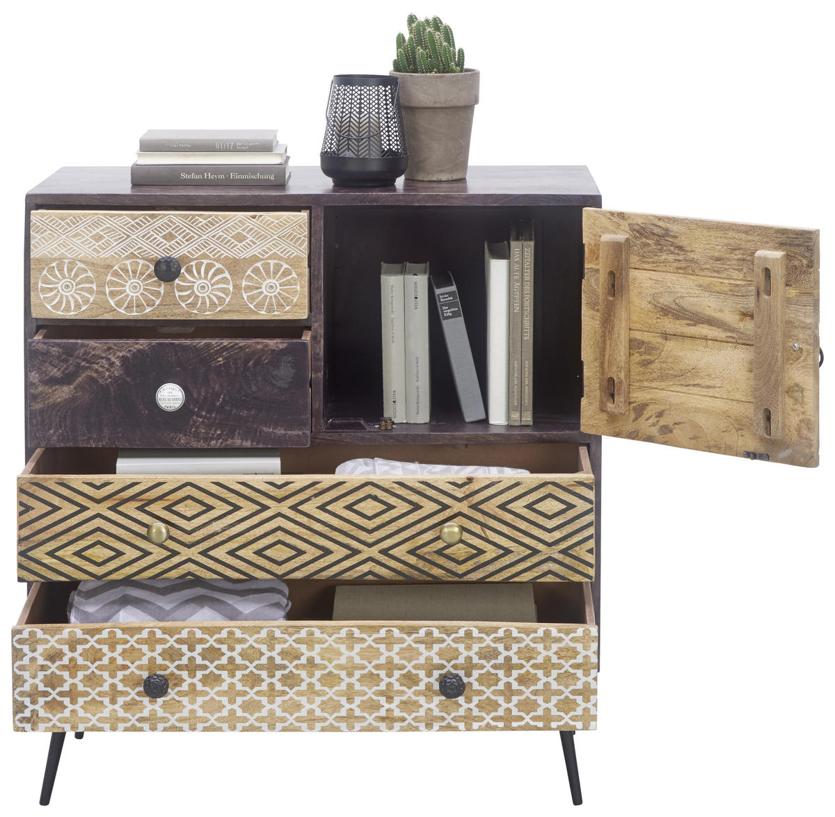 KOMMODE 80/90/35 cm  in Multicolor  - Weiss/Goldfarben, Lifestyle, Holz/Metall (80/90/35cm) - Landscape