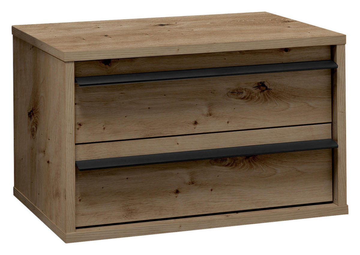 NACHTSCHRANK 50/31/34 cm  - Schwarz/Eiche Artisan, KONVENTIONELL, Holzwerkstoff/Metall (50/31/34cm) - Chameo