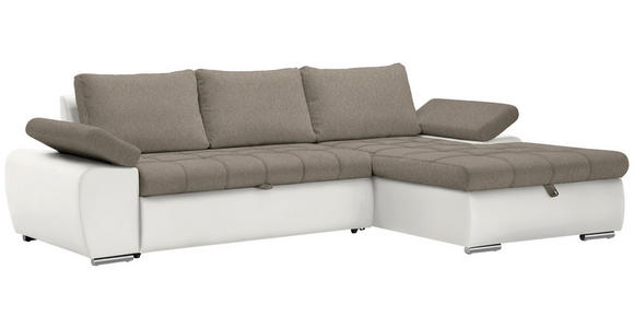 ECKSOFA  in Flachgewebe Weiß, Beige  271/175 cm  - Beige/Weiß, Design, Kunststoff/Textil (271/175cm) - Xora