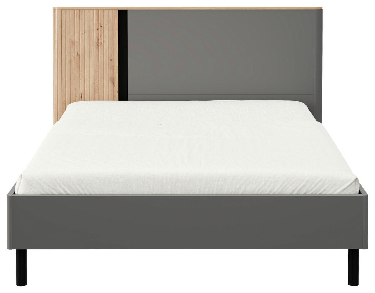 BETT 180/200 cm,  in Graphitfarben, Schwarz, Eiche Artisan,  - Graphitfarben/Schwarz, MODERN, Metall (180/200cm) - MID.YOU