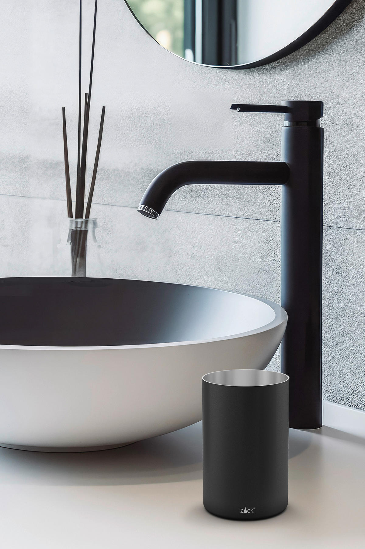 ZAHNPUTZBECHER  - Schwarz, Basics, Metall (6,5/10,0/6,5cm) - Zack